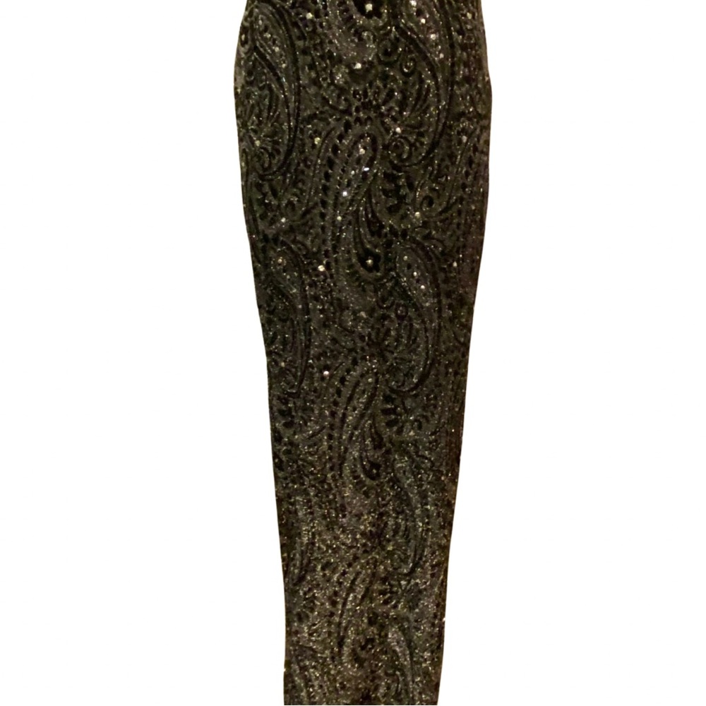 Vintage Elegant Black Paisley maxi Skirt Amazing - Picture 2 of 5